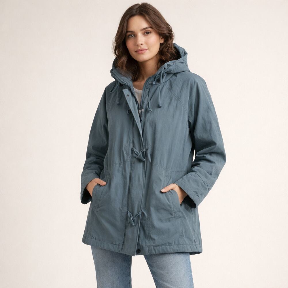 Classic Elements Hooded Jacket Women's Large Blue Detachable Hood